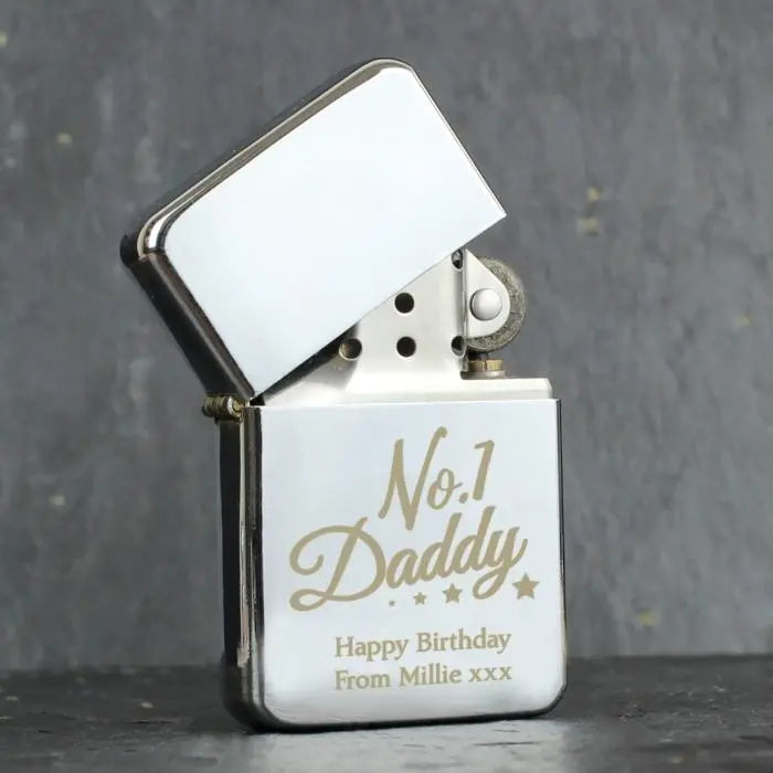 Personalised no 1 daddy silver lighter