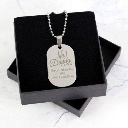 Personalised No.1 Daddy Stainless Steel Dog Tag Necklace: 1 - Necklaces By Gift Moments