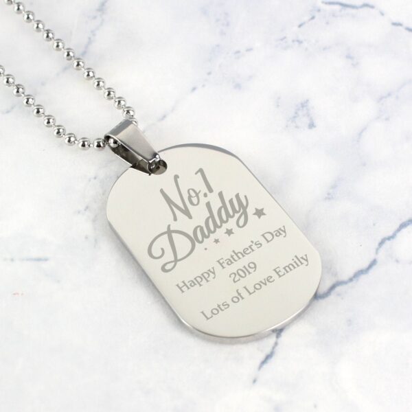 Personalised No.1 Daddy Stainless Steel Dog Tag Necklace: 2 - Necklaces By Gift Moments