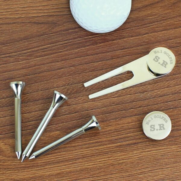 Personalised No.1 Golfer Golf Set: 1 - Golf Tees & Markers By Gift Moments