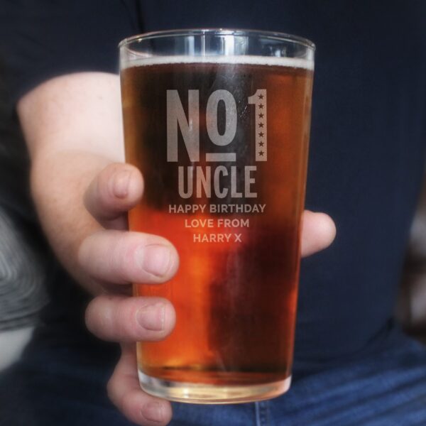 Personalised No. 1 Pint Glass: 2 - Beer Glasses By Gift Moments