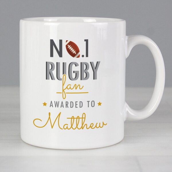 Personalised No.1 Rugby Fan Mug: 2 - Mugs By Gift Moments