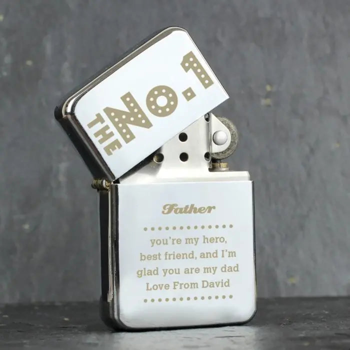 Personalised The No.1 Silver Lighter: 1 - Smoking Accessories By Gift Moments