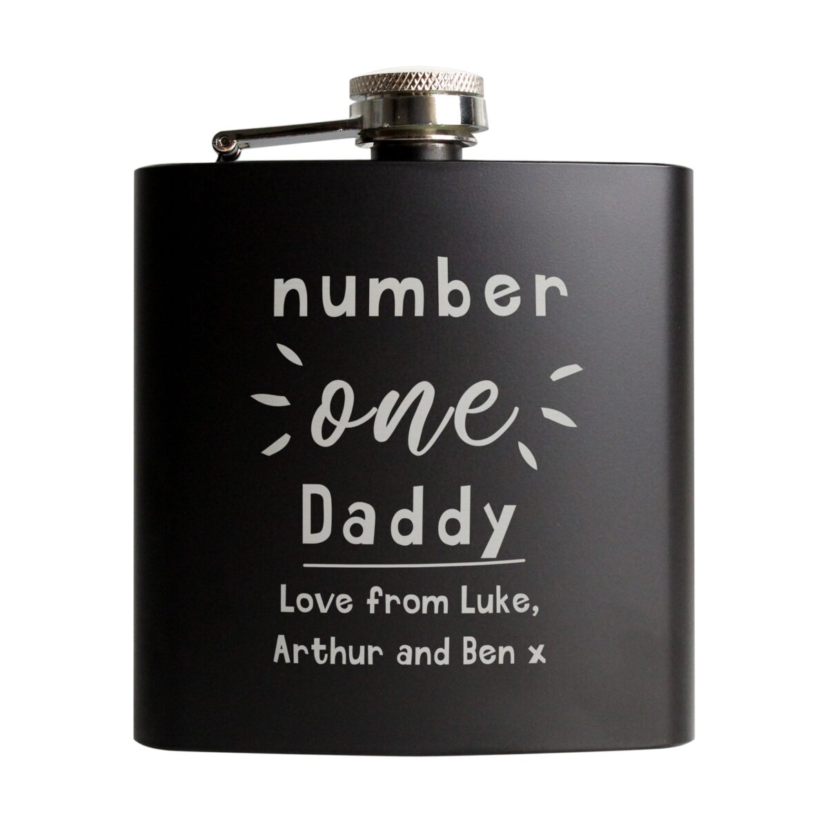 Personalised Number One Black Hip Flask: 5 - Hip Flasks By Gift Moments
