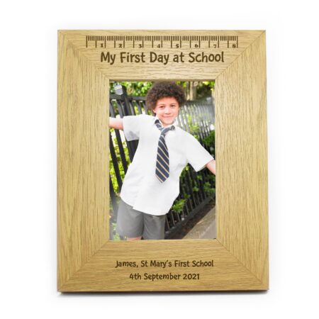 Personalised Oak Finish 6x4 My First Day At School Photo Frame: 2 - Photo Frames By Gift Moments