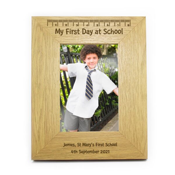 Personalised Oak Finish 6x4 My First Day At School Photo Frame: 2 - Photo Frames By Gift Moments