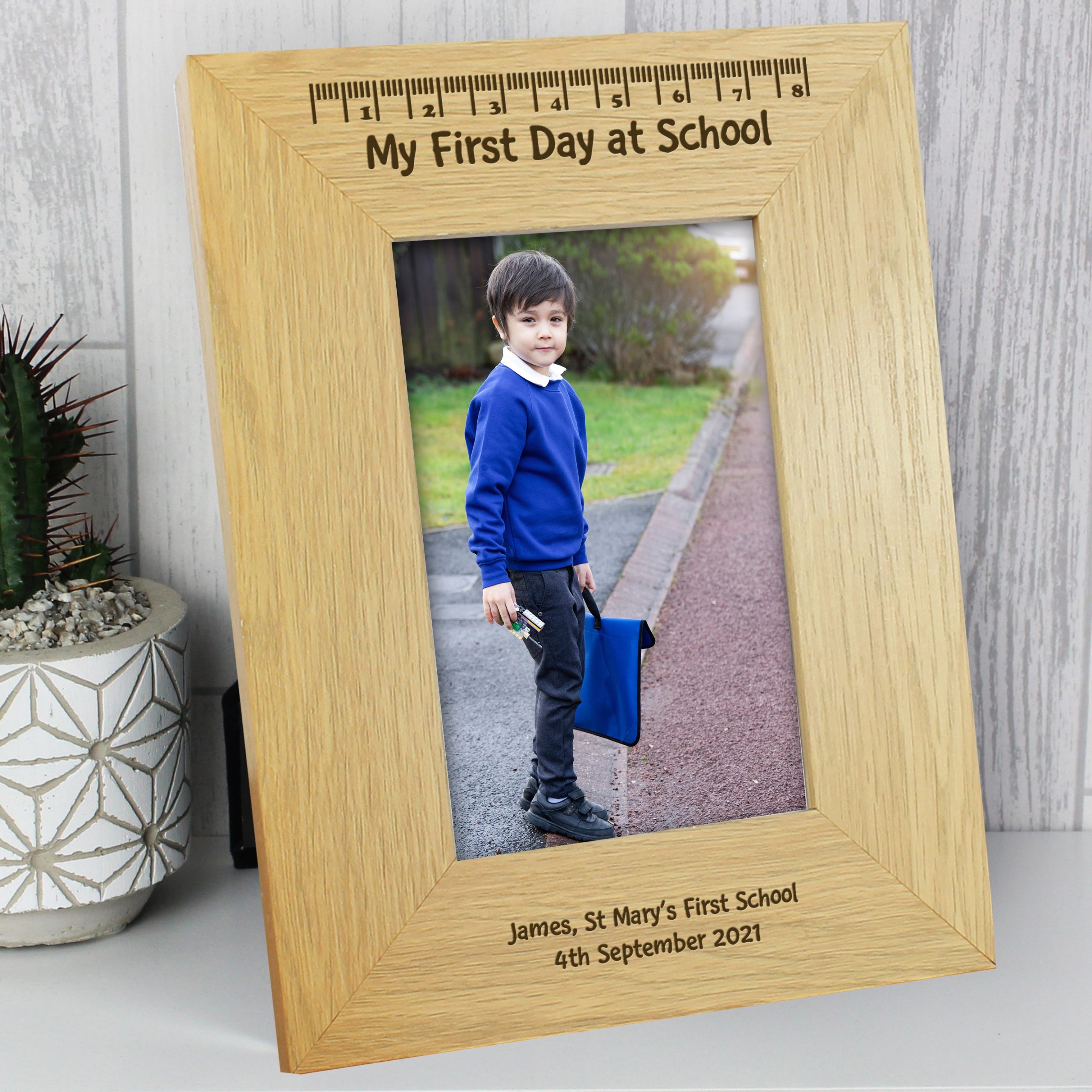 Personalised Oak Finish 6x4 My First Day At School Photo Frame: 1 - Photo Frames By Gift Moments