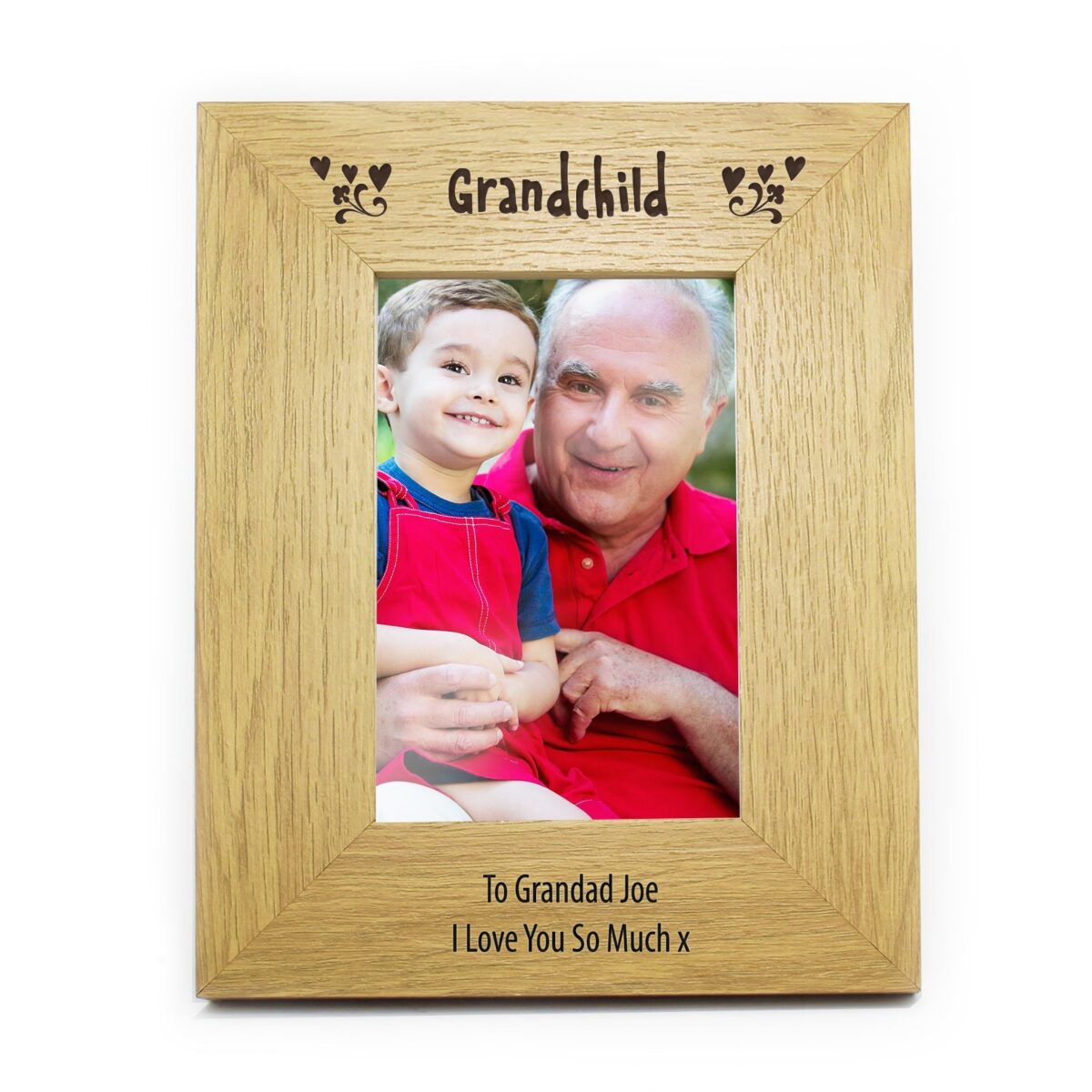Personalised Oak Finish 6x4 Grandchild Photo Frame: 2 - Photo Frames By Gift Moments