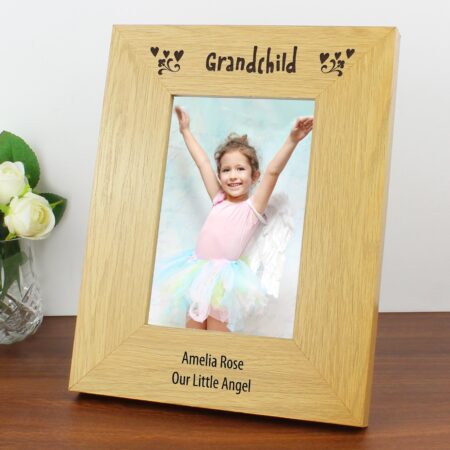 Personalised Oak Finish 6x4 Grandchild Photo Frame: 7 - Photo Frames By Gift Moments