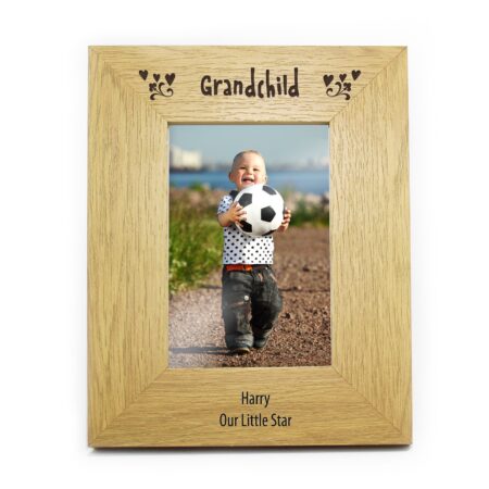 Personalised Oak Finish 6x4 Grandchild Photo Frame: 4 - Photo Frames By Gift Moments