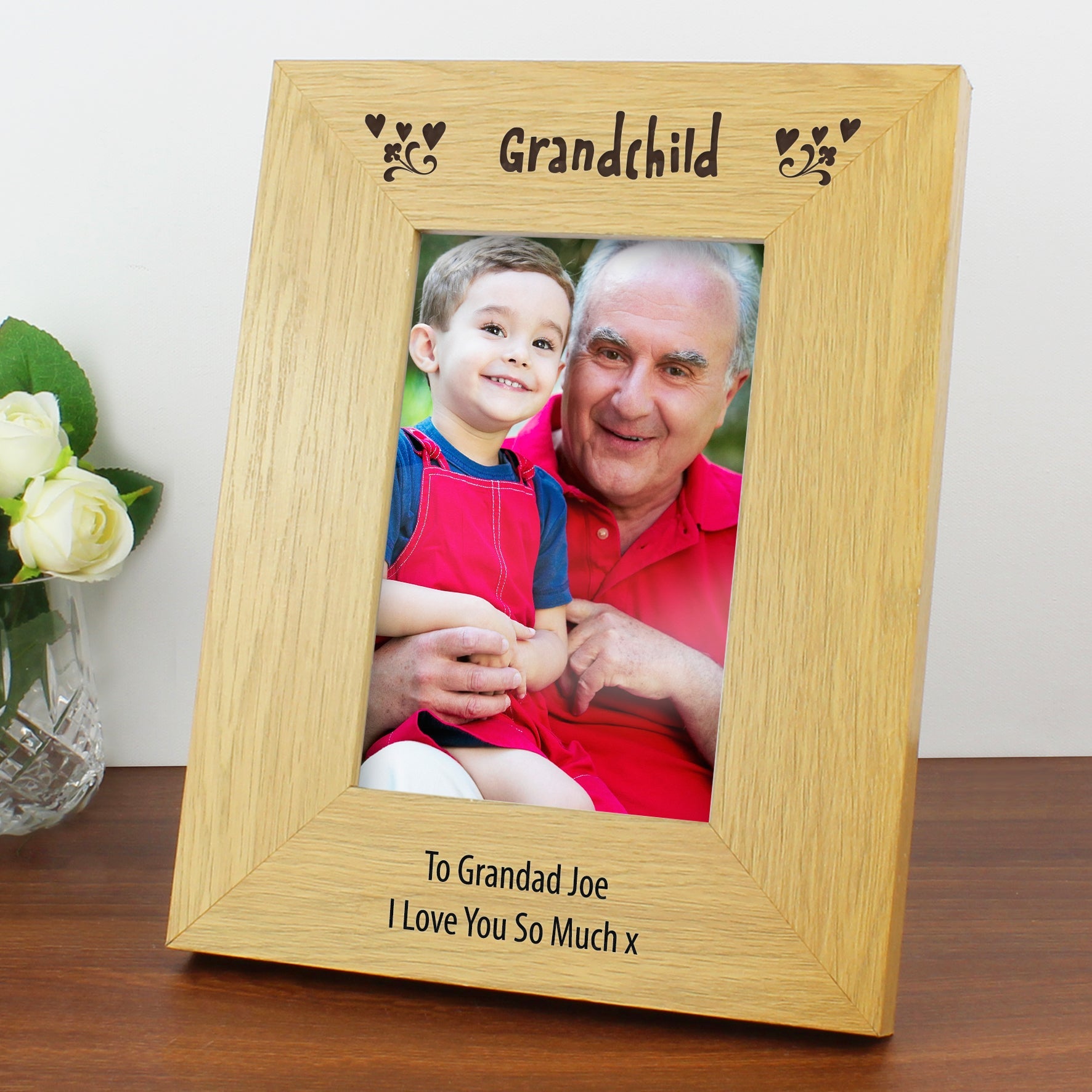 Personalised Oak Finish 6x4 Grandchild Photo Frame: 1 - Photo Frames By Gift Moments