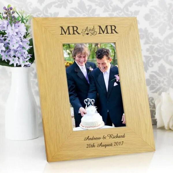 Personalised Oak Finish 6x4 Mr & Mr Photo Frame: 1 - Photo Frames By Gift Moments