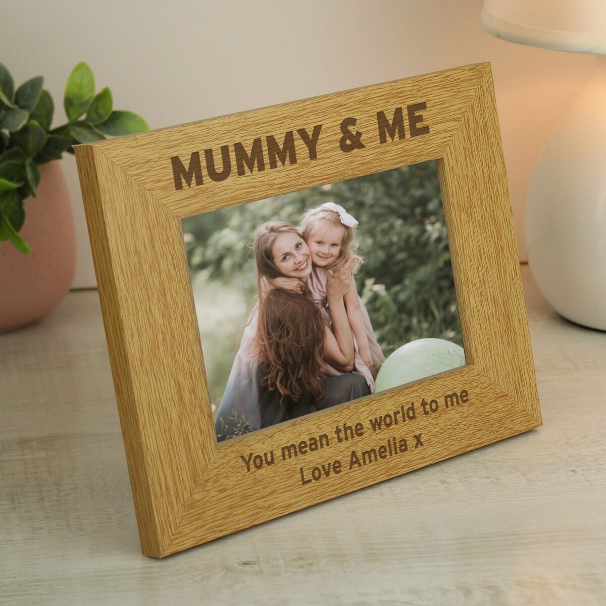 Personalised Oak Finish 6x4 Mummy & Me Photo Frame: 3 - Photo Frames By Gift Moments