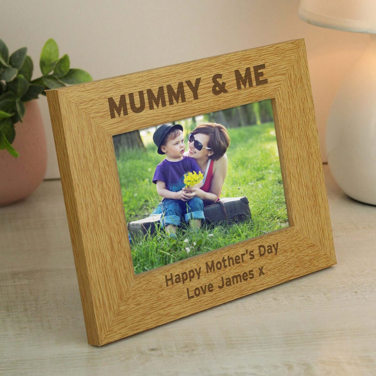 Personalised Oak Finish 6x4 Mummy & Me Photo Frame: 2 - Photo Frames By Gift Moments
