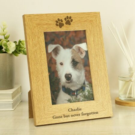 Personalised Oak Finish 6x4 Paw Prints Photo Frame: 3 - Photo Frames By Gift Moments