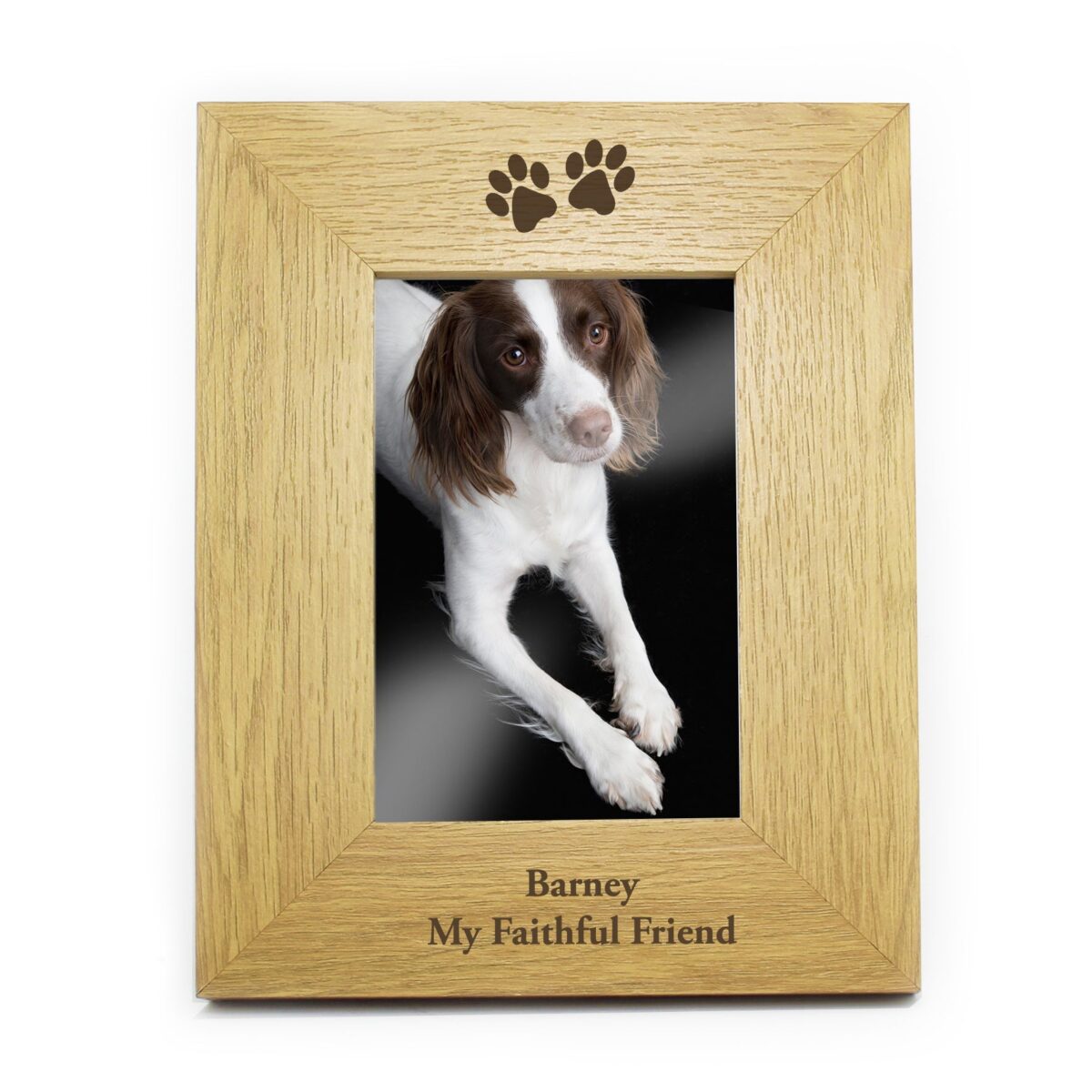 Personalised Oak Finish 6x4 Paw Prints Photo Frame: 4 - Photo Frames By Gift Moments