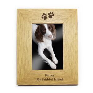Personalised Oak Finish 6x4 Paw Prints Photo Frame: 4 - Photo Frames By Gift Moments