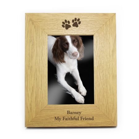 Personalised Oak Finish 6x4 Paw Prints Photo Frame: 4 - Photo Frames By Gift Moments