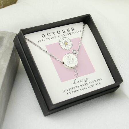 Personalised October Birth Flower Necklace and Box: 3 - Necklaces By Gift Moments