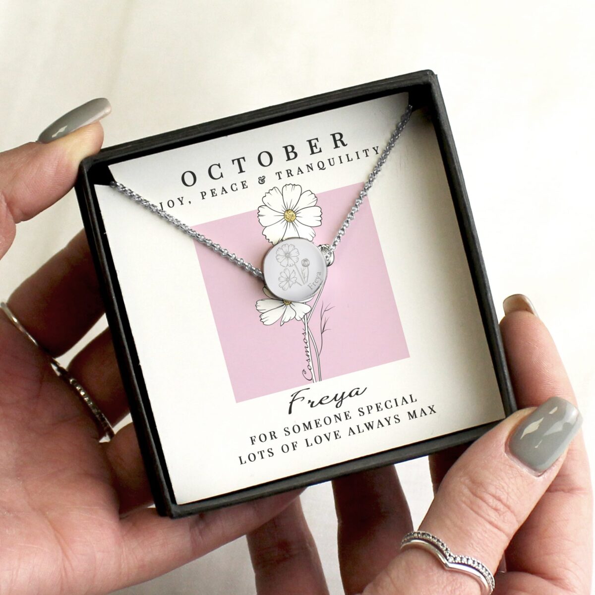Personalised October Birth Flower Necklace and Box: 4 - Necklaces By Gift Moments