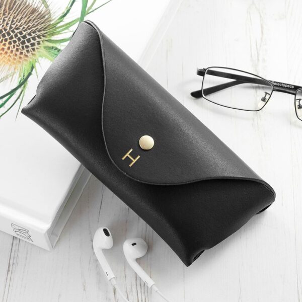 Personalised Origami Leather Glasses Cases: 2 - Black - Glasses Cases By Gift Moments