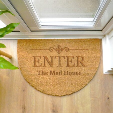 Personalised ornate half moon indoor doormat