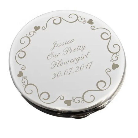Personalised ornate heart compact mirror