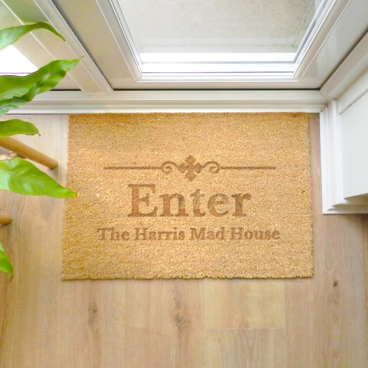 Personalised ornate rectangle indoor doormat