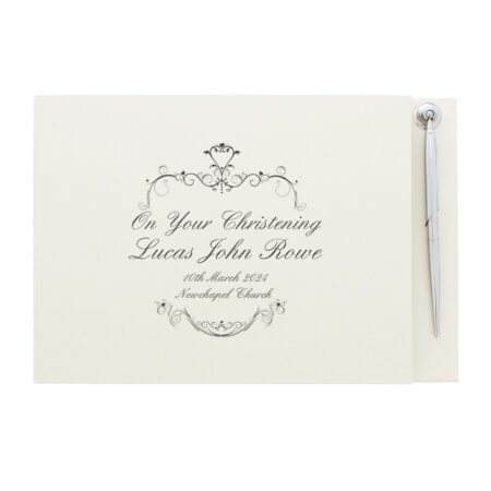 Personalised Ornate Swirl Hardback Guest Book & Pen: 5 - Guest Books By Gift Moments
