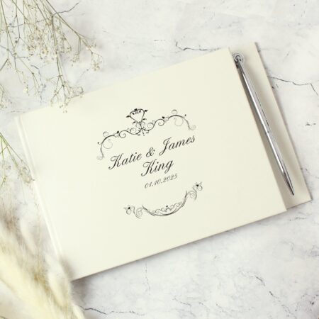 Personalised Ornate Swirl Hardback Guest Book & Pen: 2 - Guest Books By Gift Moments