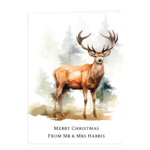 Personalised Pack of 10 Christmas Stag Cards: 7 - Greeting Cards By Gift Moments