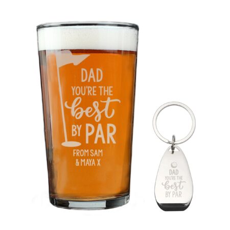 Personalised By Par Pint Glass & Bottle Opener: 5 - Beer Glasses By Gift Moments