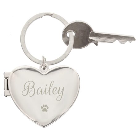 Personalised Paw Print Heart Photo Frame Keyring: 2 - Keyrings By Gift Moments