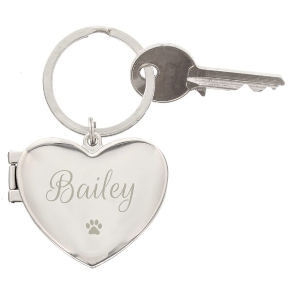 Personalised Paw Print Heart Photo Frame Keyring: 2 - Keyrings By Gift Moments
