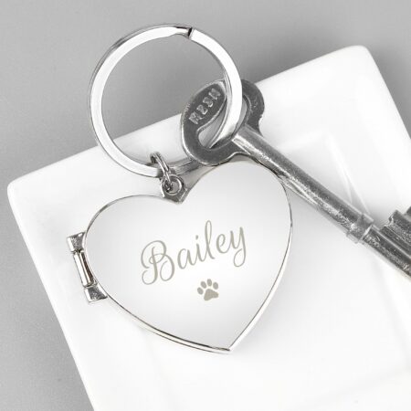 Personalised Paw Print Heart Photo Frame Keyring: 3 - Keyrings By Gift Moments