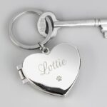 Personalised Paw Print Heart Photo Frame Keyring: 1 - Keyrings By Gift Moments