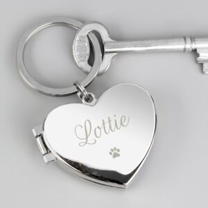 Personalised Paw Print Heart Photo Frame Keyring: 1 - Keyrings By Gift Moments