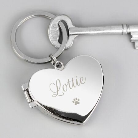 Personalised Paw Print Heart Photo Frame Keyring: 1 - Keyrings By Gift Moments