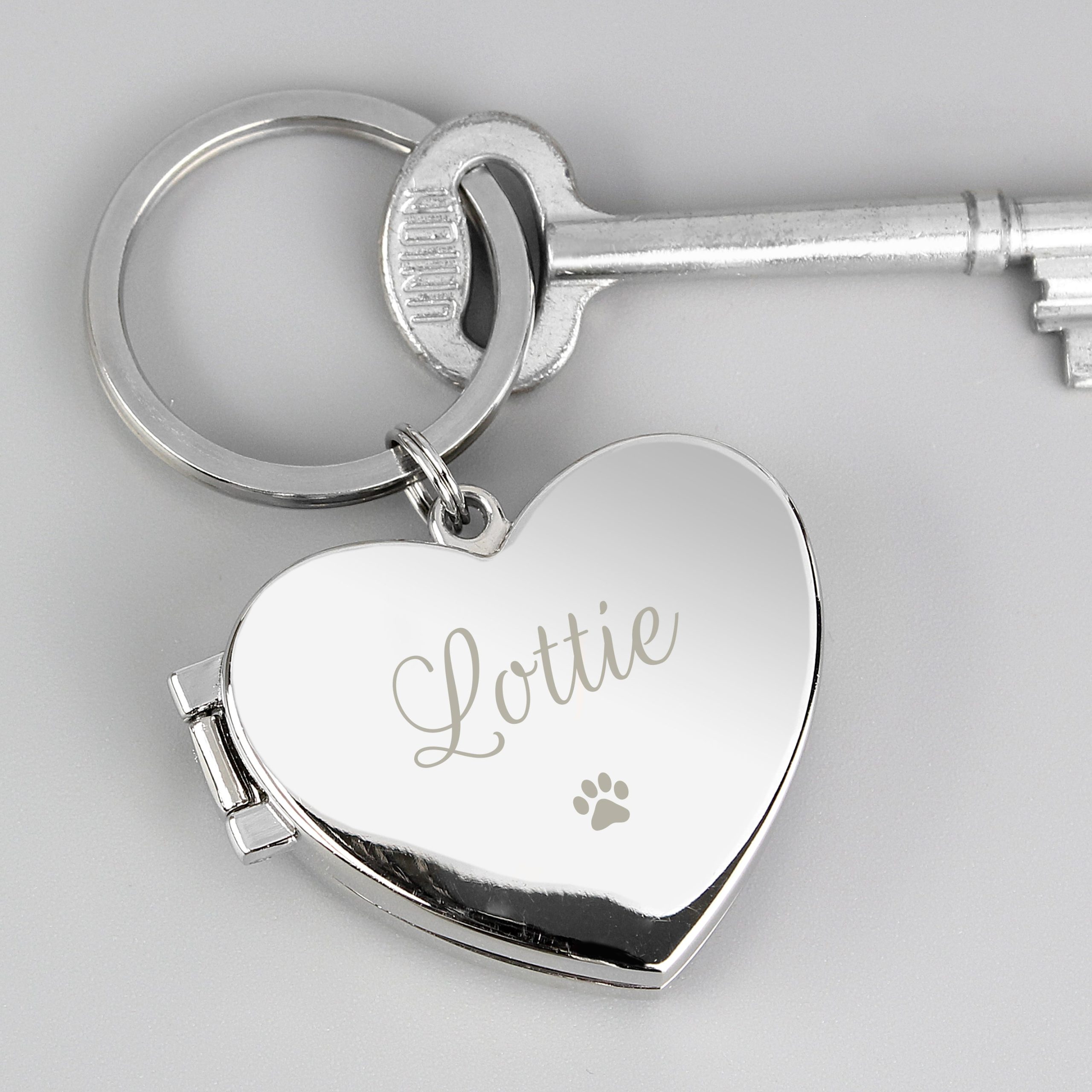 Personalised Paw Print Heart Photo Frame Keyring: 1 - Keyrings By Gift Moments