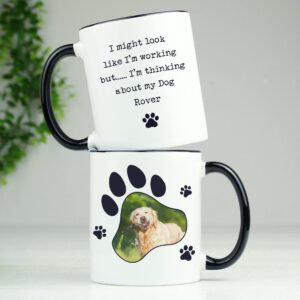 Personalised Paw Print Pet Photo Upload Black Handled Mug: 2 - Mugs By Gift Moments