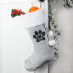 Personalised Paw Print Silver Grey Stocking: 1 - Christmas Stockings By Gift Moments
