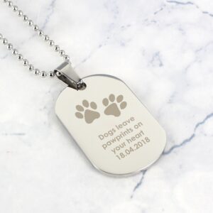 Personalised Paw Prints Stainless Steel Dog Tag Necklace: 3 - Necklaces By Gift Moments
