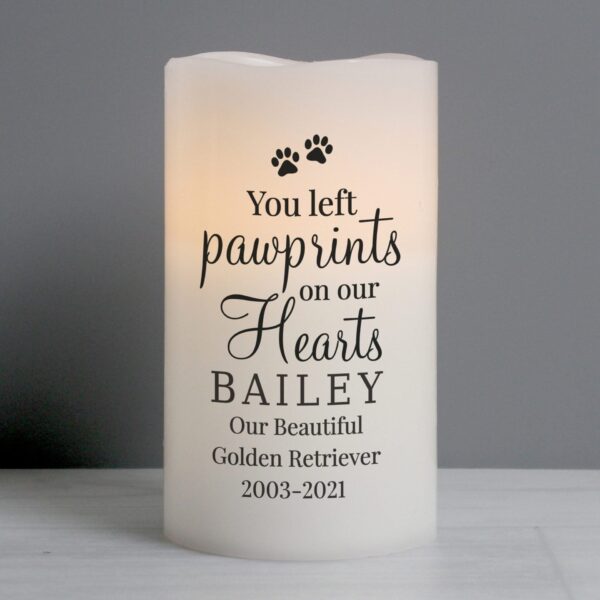 Personalised Pawprints On Our Hearts LED Candle: 1 - LED Lighting By Gift Moments