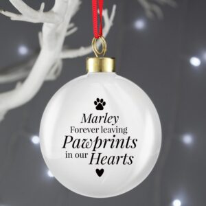 Personalised Pawprints Memorial Bauble: 2 - Christmas Baubles By Gift Moments
