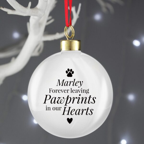 Personalised Pawprints Memorial Bauble: 2 - Christmas Baubles By Gift Moments