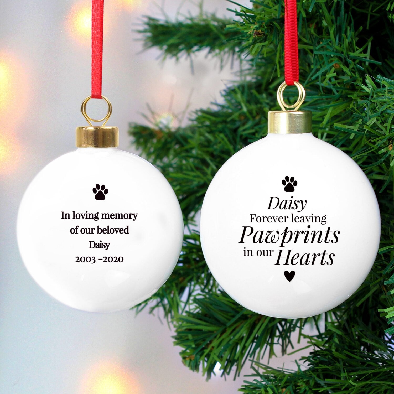 Personalised Pawprints Memorial Bauble: 1 - Christmas Baubles By Gift Moments