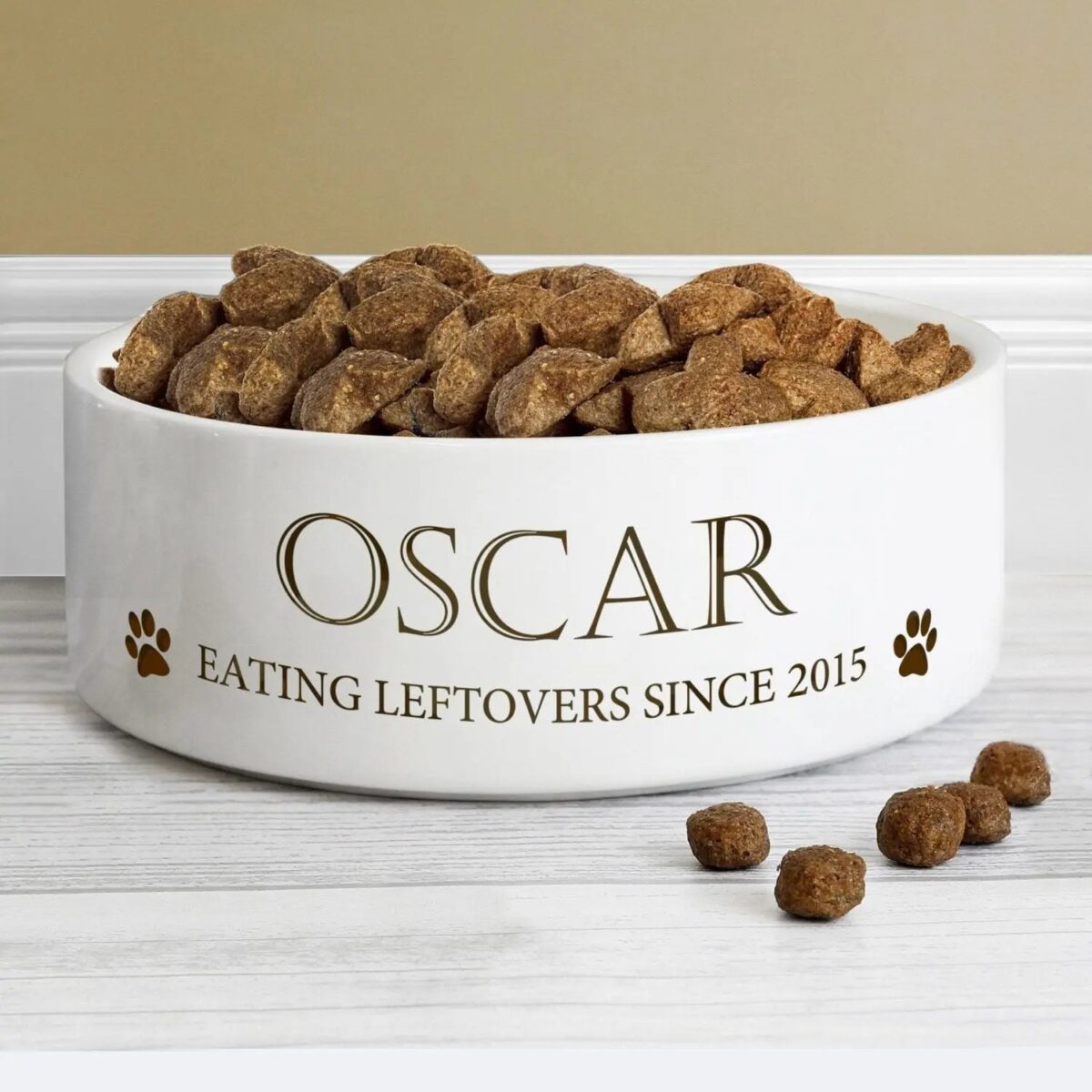 Personalised Paws 14cm Medium White Pet Bowl: 1 - Pet Products By Gift Moments