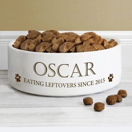 Personalised Paws 14cm Medium White Pet Bowl: 1 - Pet Products By Gift Moments