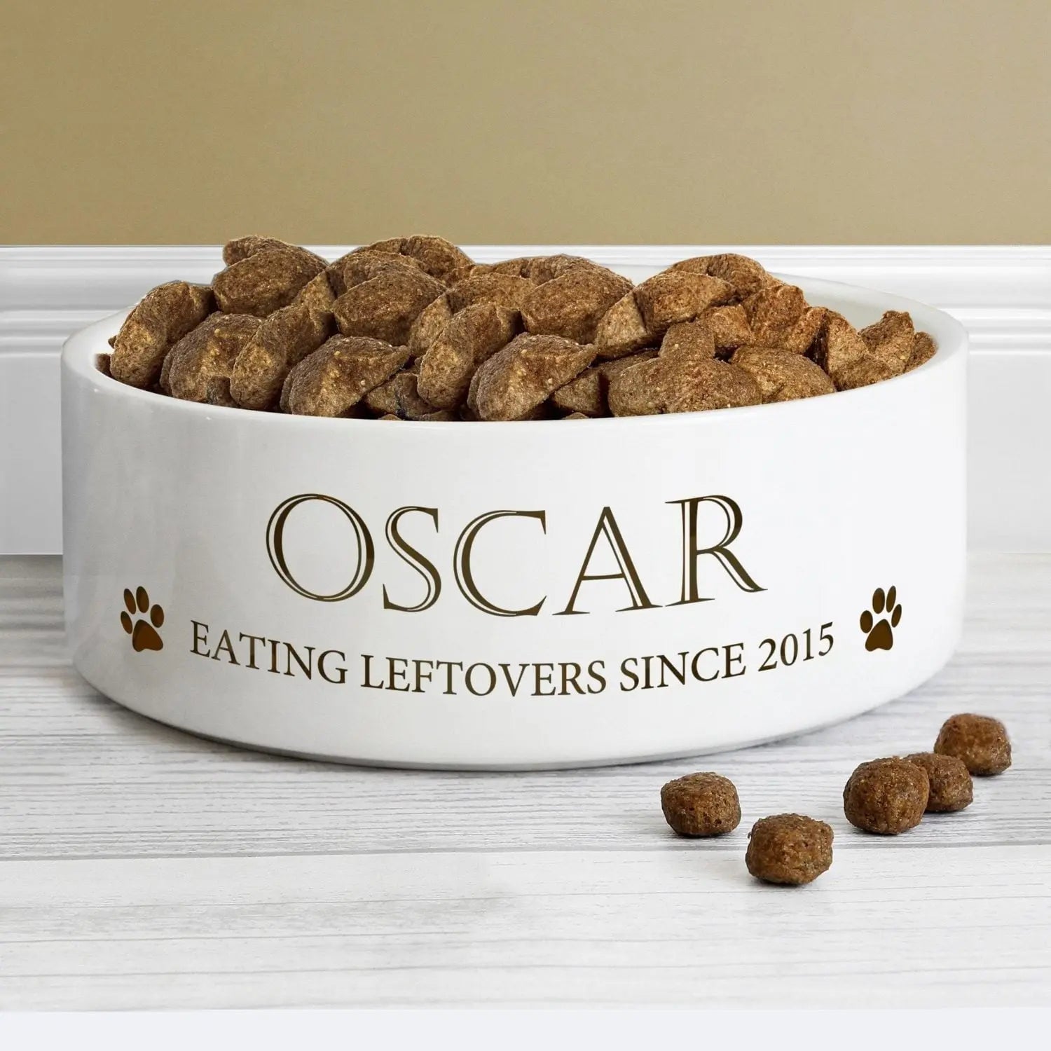 Personalised Paws 14cm Medium White Pet Bowl: 1 - Pet Products By Gift Moments