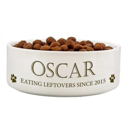 Personalised Paws 14cm Medium White Pet Bowl: 3 - Pet Products By Gift Moments